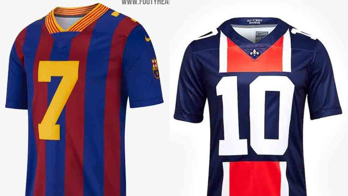 Las versiones NFL de la camiseta del Barcelona y del PSG