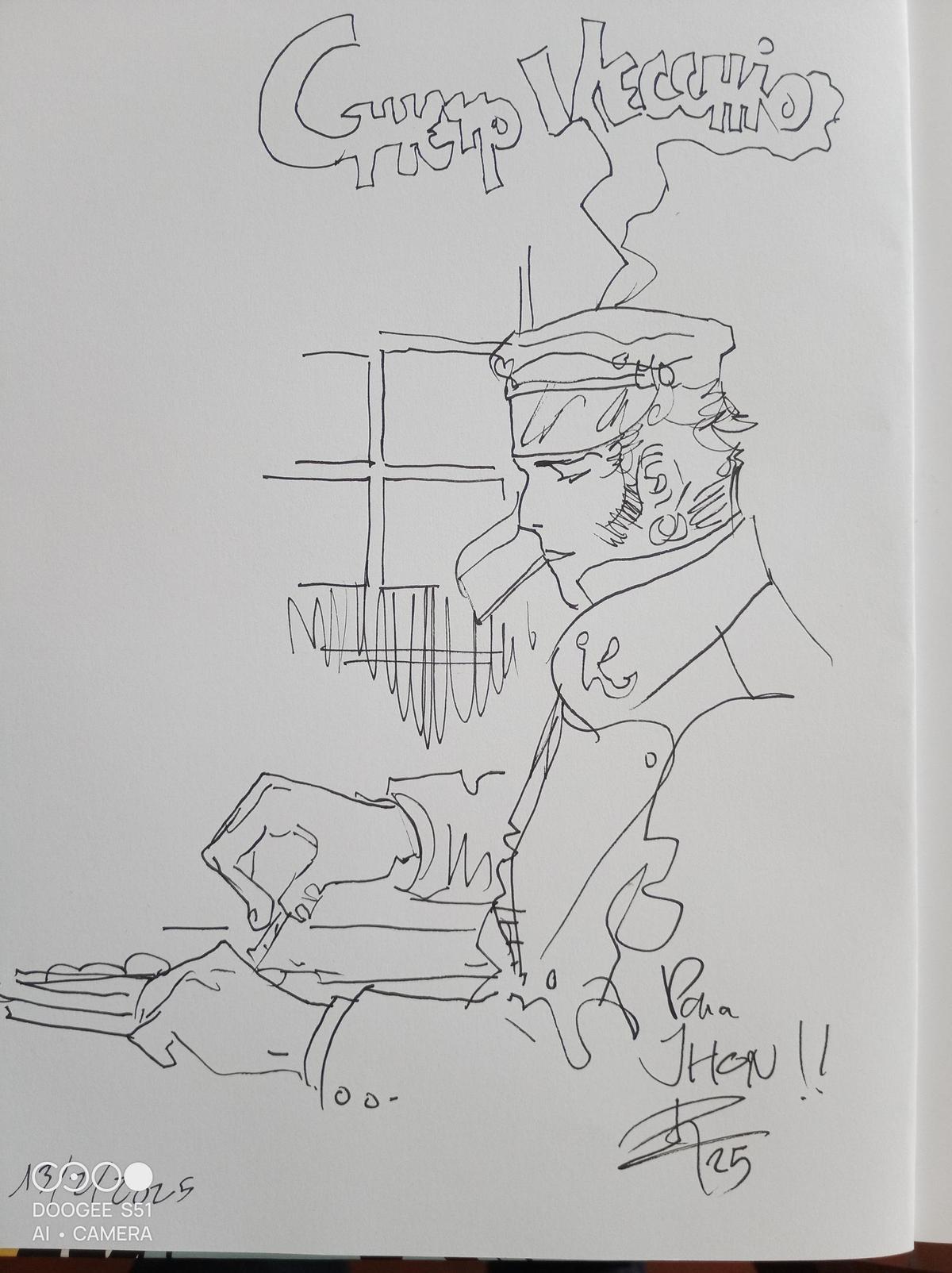 Dibujo original realizado por los creadores de Corto Maltés en el restaurante