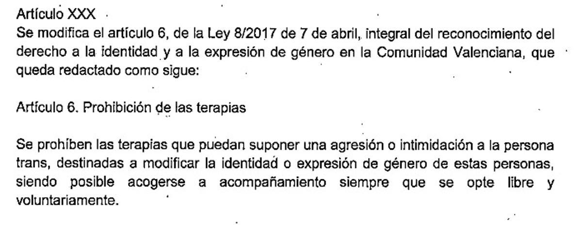 Enmiendas de Vox a la ley trans
