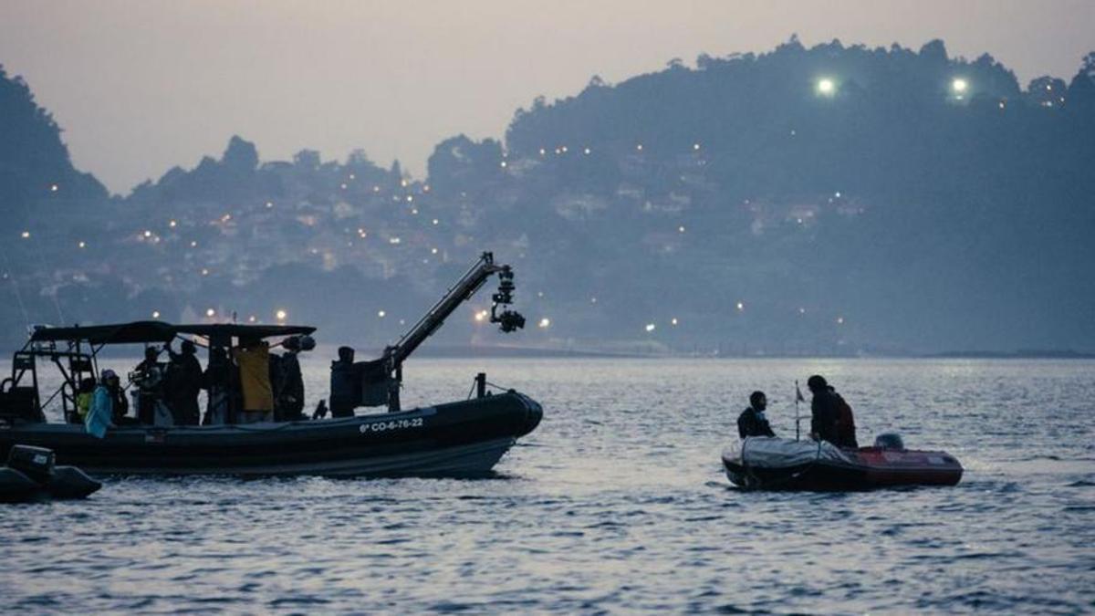 Rodaje de la película en la ría de Vigo.