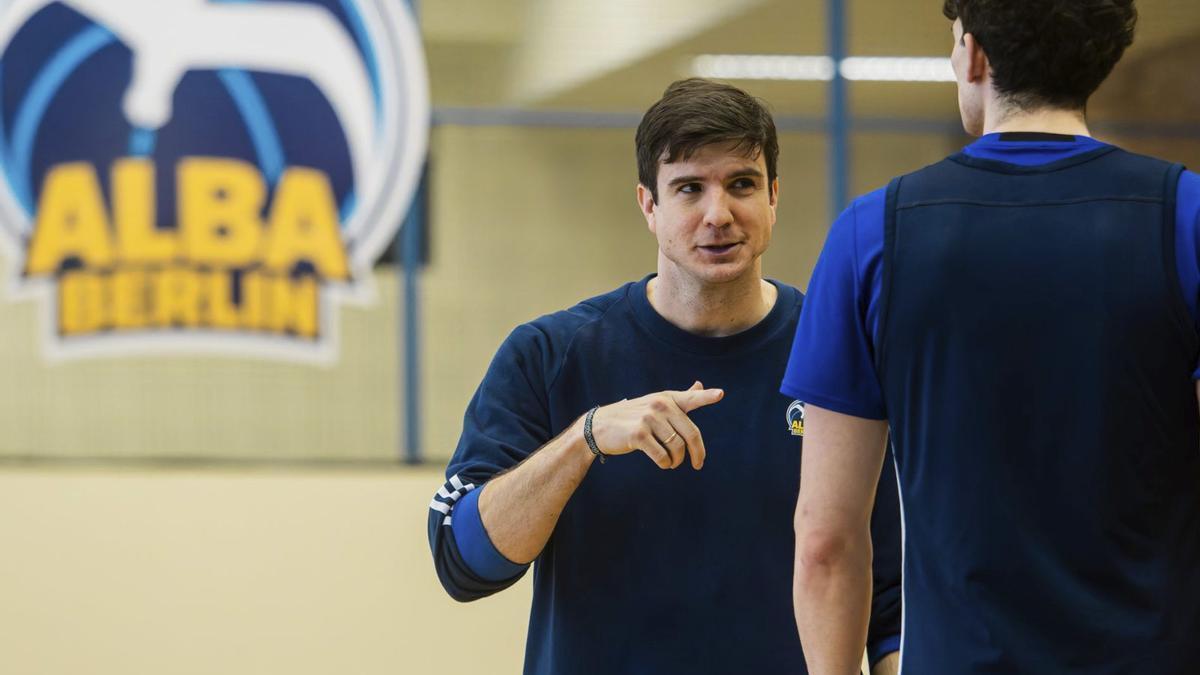 Pedro Calles, en las instalaciones del ALBA Berlín, durante un entrenamiento