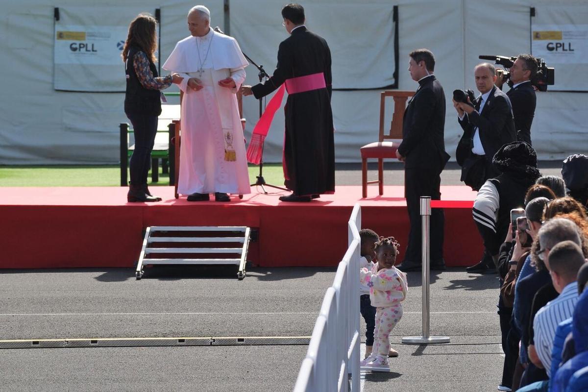 Acto del papa León XIV en el Centro de Acogida de Migrantes en Las Raíces, en La Laguna (Tenerife)
