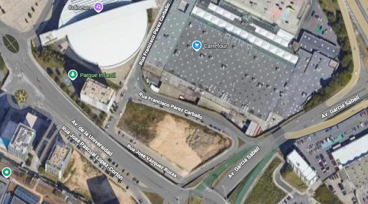 Mapa de situación de las calles que darán acceso al Coliseum