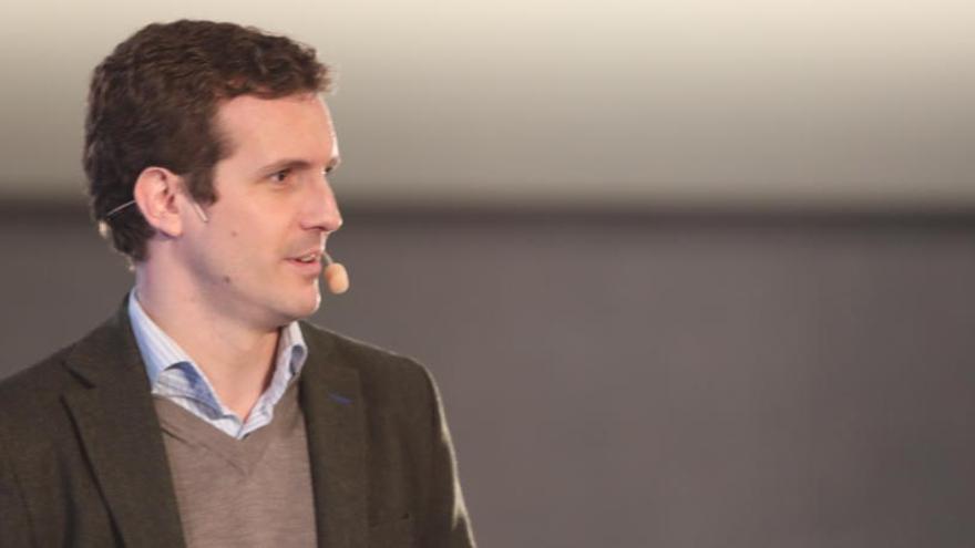 Pablo Casado, durante su intervención en Pamplona.