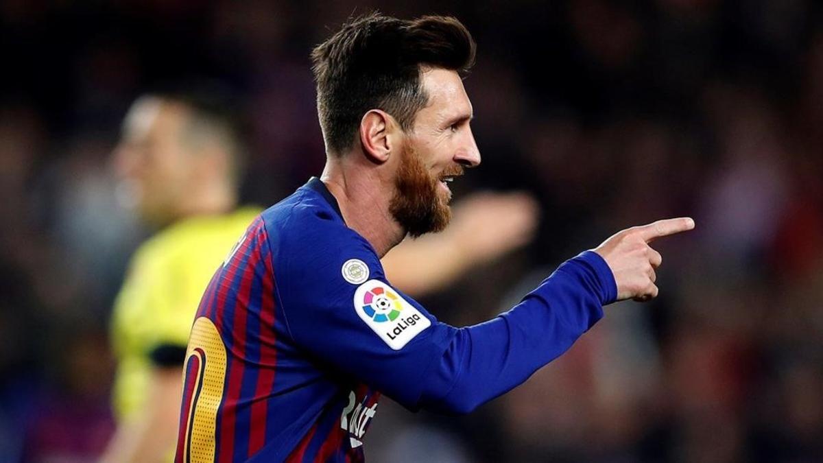 Messi celebrando un gol esta temporada frente al Celta.