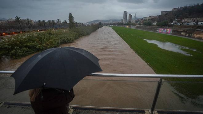El parque fluvial del Besòs, casi desbordado, el pasado 20 de diciembre, día de intensas lluvias.