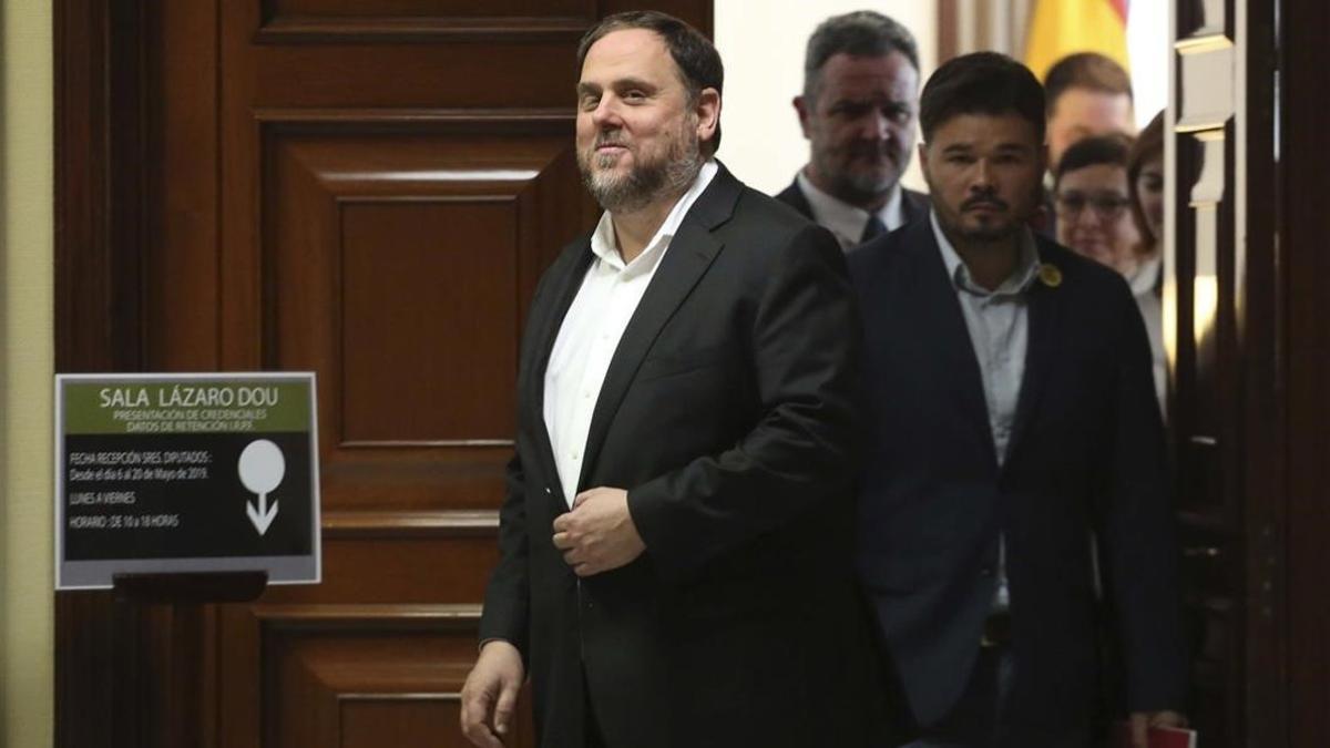 Oriol Junqueras, en el Congreso, el pasado 20 de mayo, cuando fue a recoger su acta de diputado.