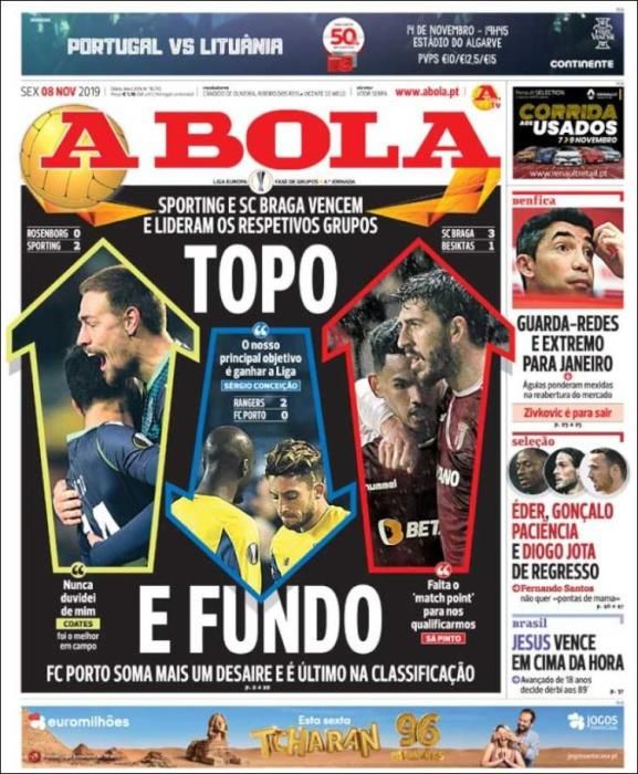 Las portadas deportivas de este viernes 08/11/2019