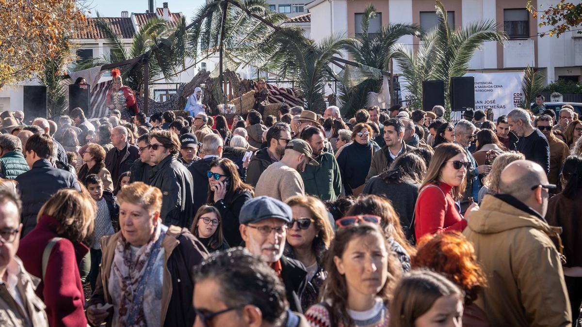 Belén viviente, este domingo, en la barriada de la Argentina de Mérida.