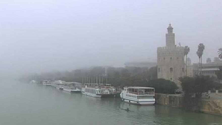 Sevilla, sumida en la niebla