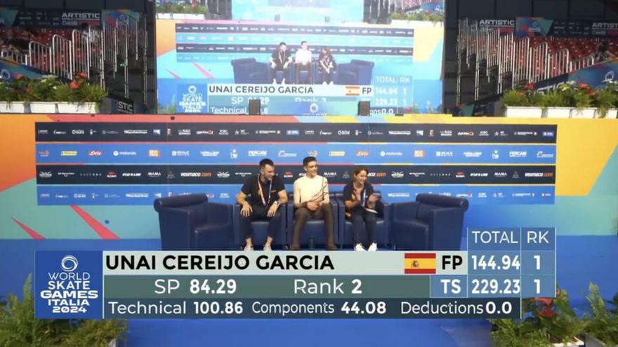 Unai Cereijo, plata júnior en patinaje artístico de los World Roller Games