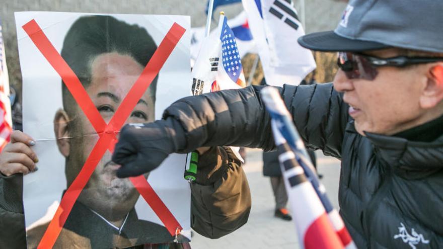 Protesta en Corea del Sur contra Kim Jong Un.