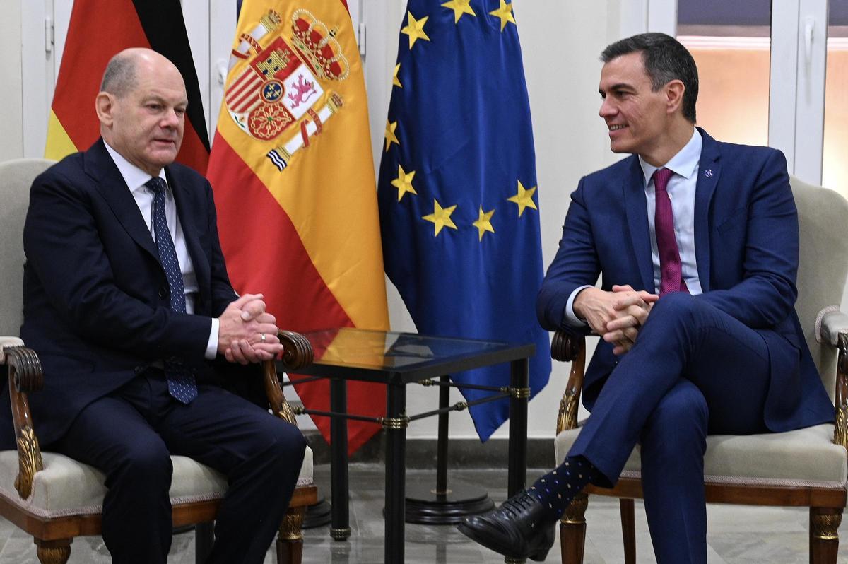 Olaf Scholz y Pedro Sánchez, durante su encuentro en Málaga.