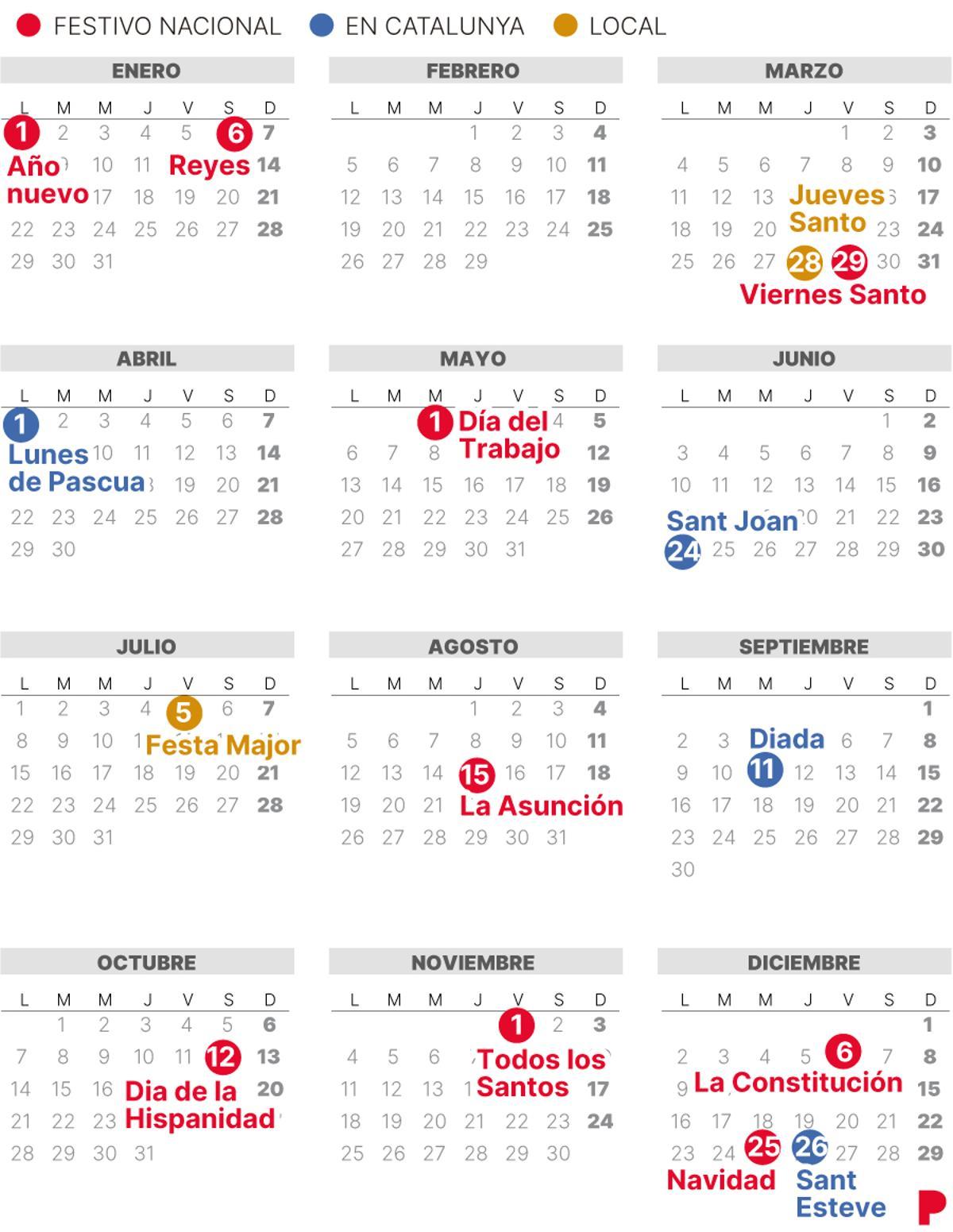 CALENDARIO laboral de TERRASSA de 2024 (con FESTIVOS)