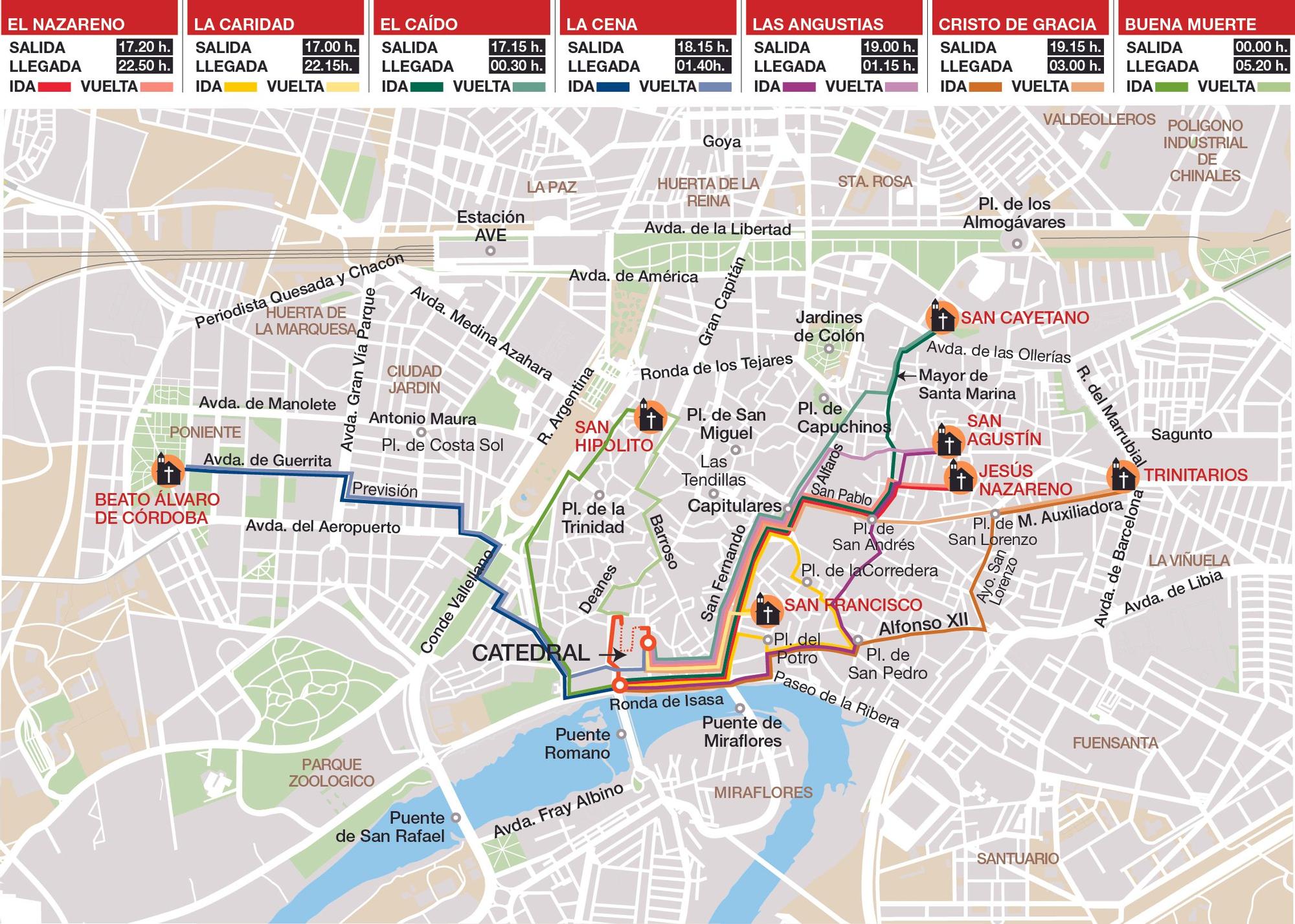 Mapa itinerario del Jueves Santo