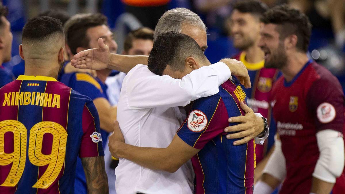 Andreu Plaza, con Marcenio tras ganar la pasada liga