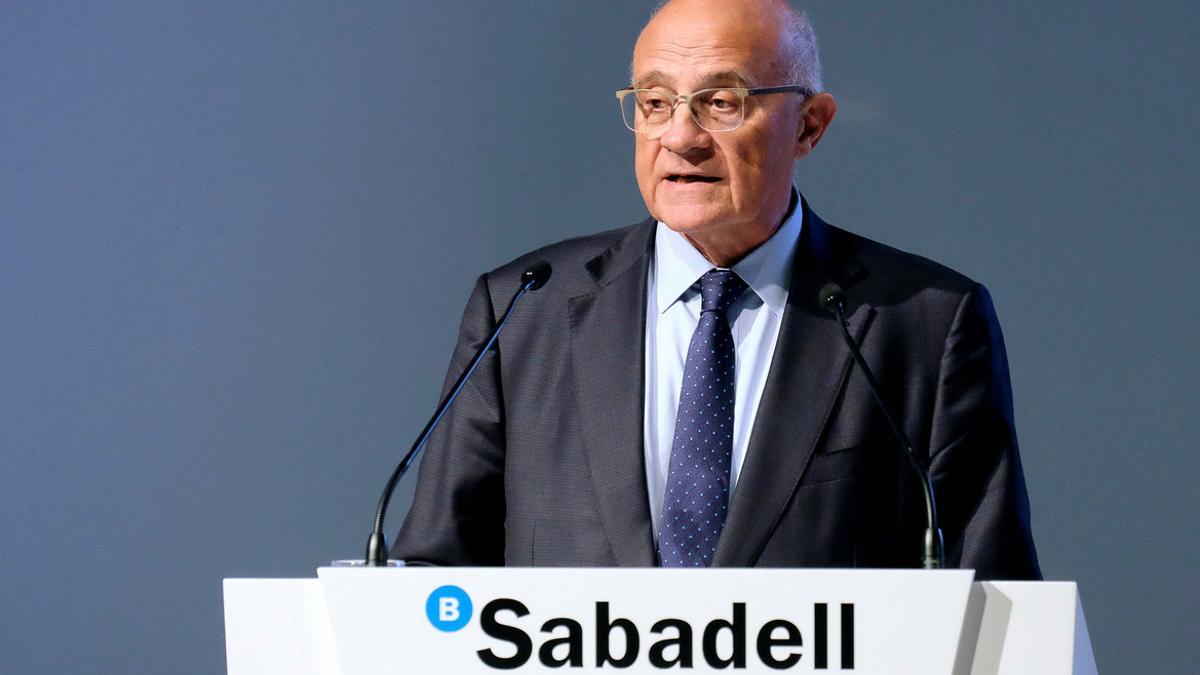 Sabadell bank's Executive Chairman Josep Oliu delivers a speech during the annual shareholder meeting in Alicante