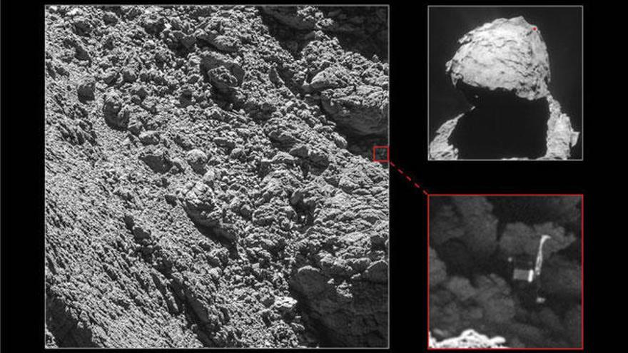 El módulo Philae en el cometa 67P.