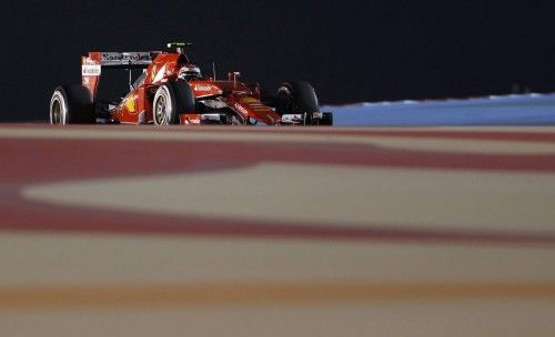 Ferrari Formula One driver Raikkonen of Finland drives during Bahrain's F1 Grand Prix at Bahrain International Circuit