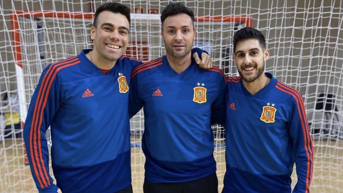 Sergio Lozano, Juanjo y Adolfo, con la selección española