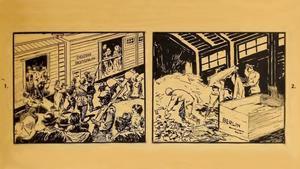 Dos primeras viñetas del cómic de August M. Froehlich El desfile nazi de la muerte. 