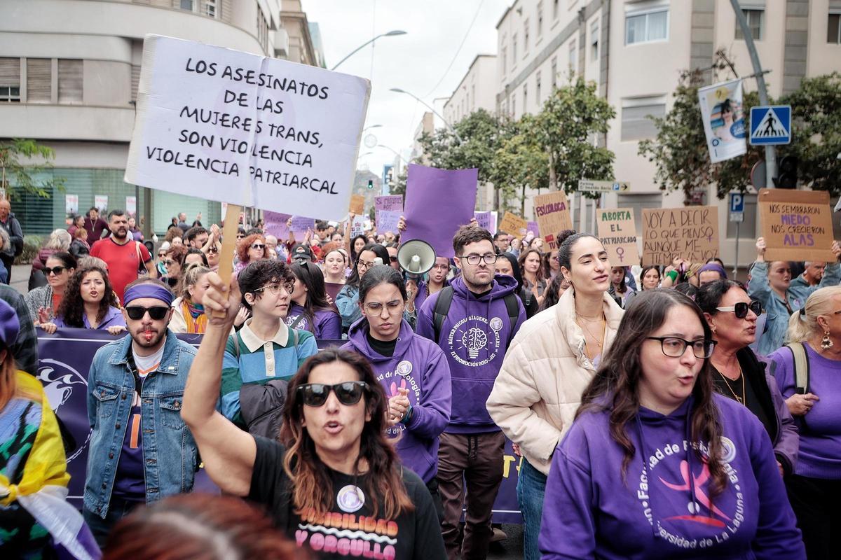 8M en Tenerife: la manifestación del Día de la Mujer, en imágenes