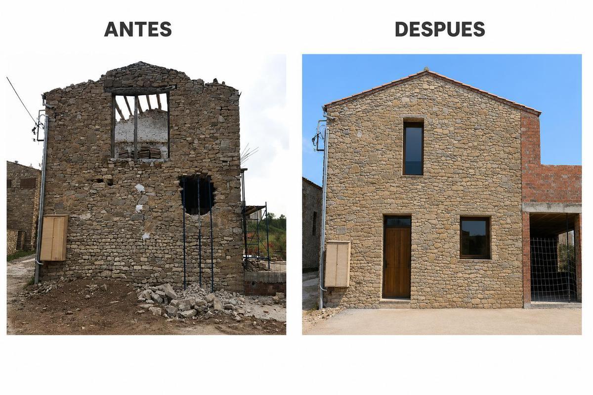 Reparación de una fachada en una casa de Lleida.