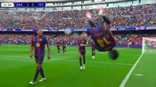 Adeyemi estrena su 'voltereta prohibida' con el Barça