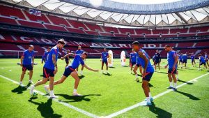 Entrenamiento del Atlético en el Wanda Metropolitano.