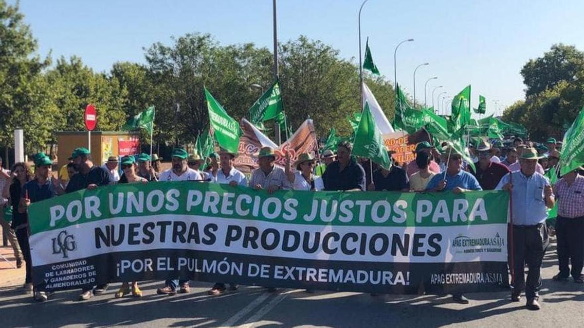 Una protesta anterior en el campo extremeño