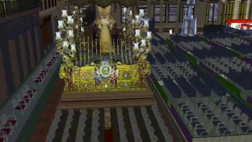 Una recreación del trono de la Paloma, pasando por la Tribuna Principal de la Constitución, que cambiaría su diseño y disposición.