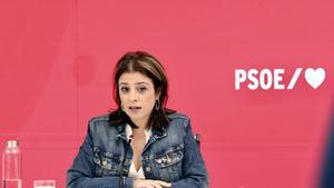 La vicesecretaria general del PSOE, Adriana Lastra, este 11 de octubre en un acto con alcaldes de la federación madrileña.