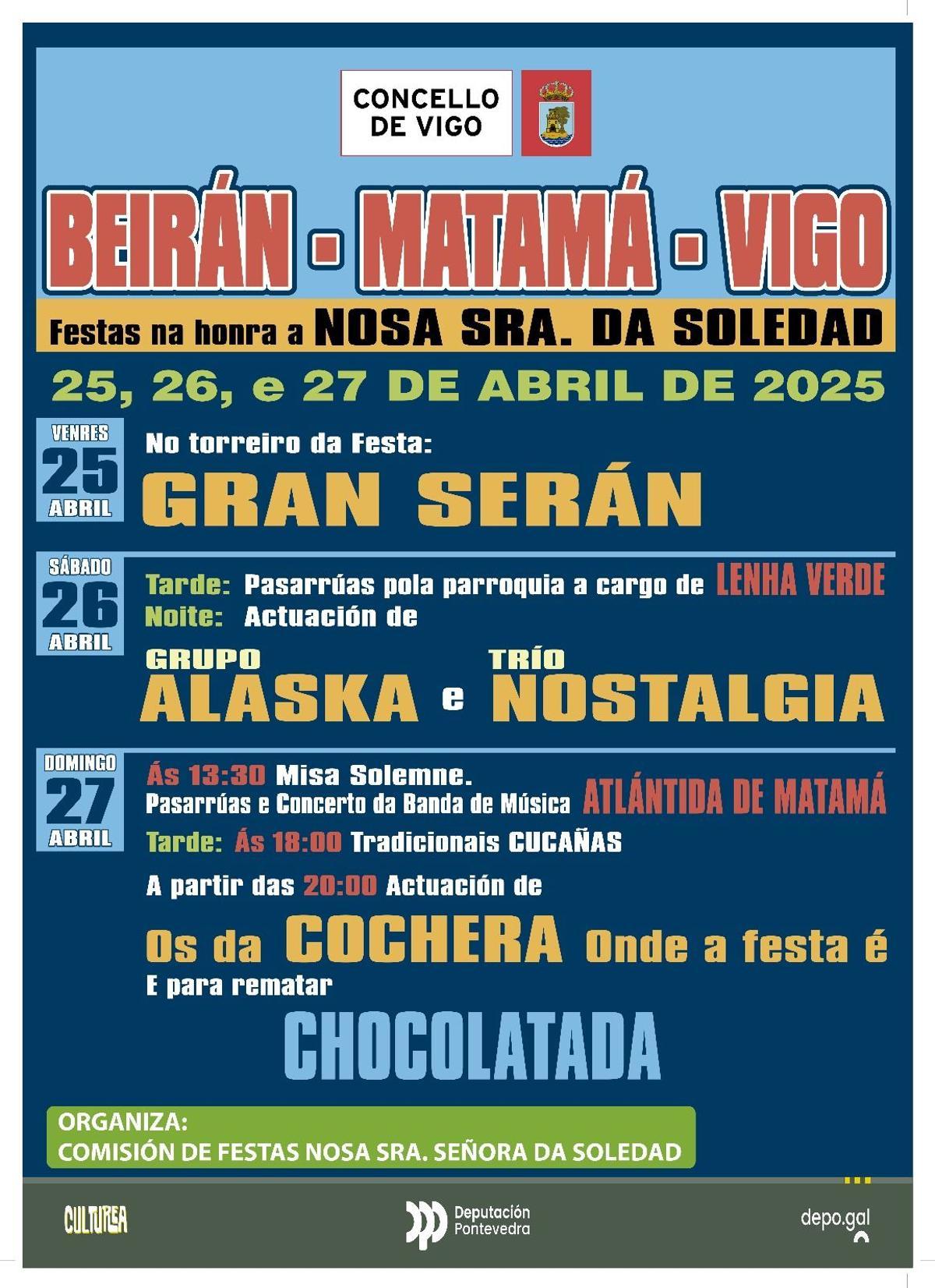 Cartel con el programa de las fiestas de Beirán este 2025.