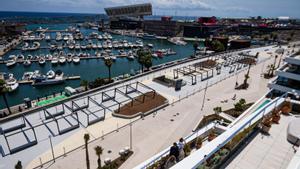 Vista general del Port Fòrum, desde la azotea del hotel SLS Barcelona.