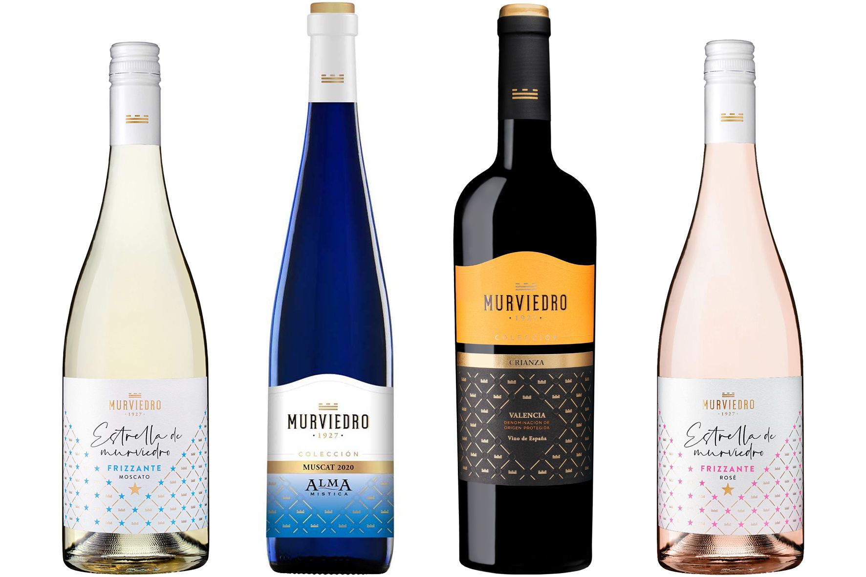 Las diferentes etiquetas de vinos refrescantes que Murviedro presentará en la Noche del Vino.