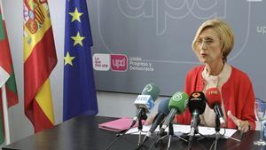 Rosa Díez, durant una roda de premsa, dissabte a Bilbao.