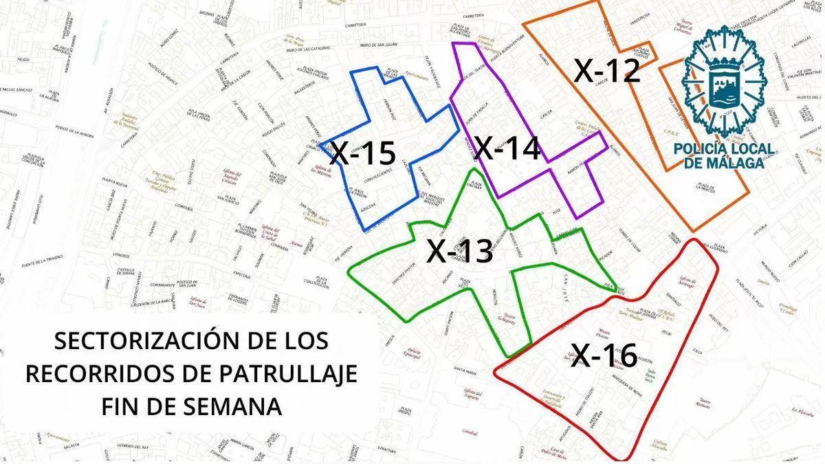 Gráfico de las calles que serán patrulladas.