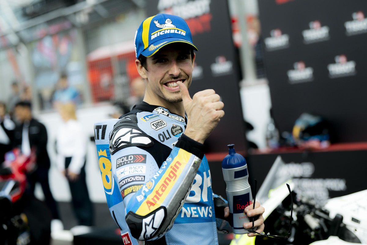 Àlex Márquez (Ducati) celebra, hoy, su primera victoria en la carrera al sprint de Silverstone.