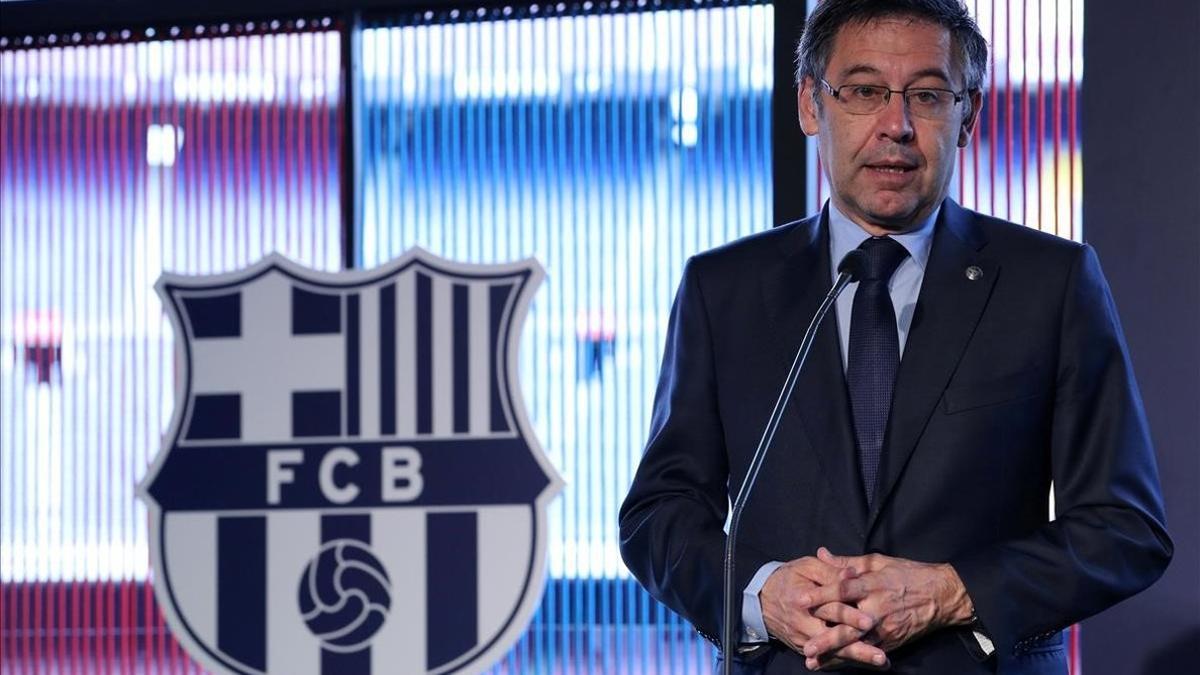 El presidente del FC Barcelona, Josep Maria Bartomeu, en una reciente aparición ante la prensa