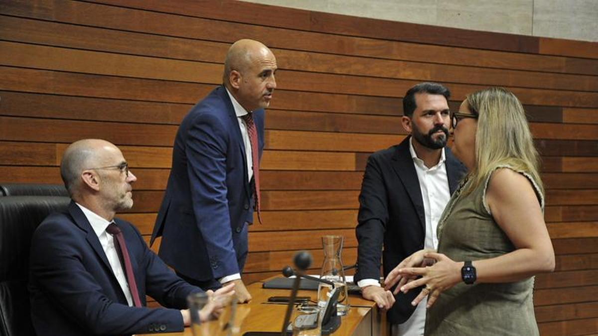 Diputados del PSOE en el pleno de la Asamblea de Extremadura.