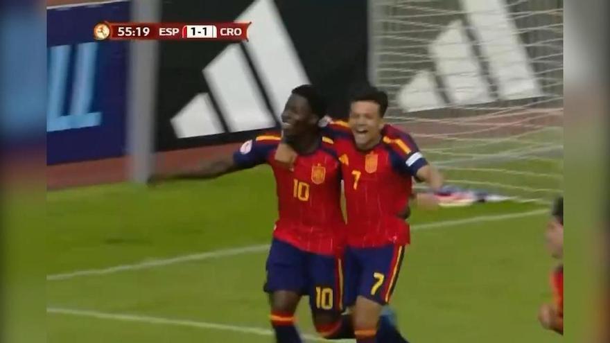 Ebrima Tunkara se inventa un pase espectacular para el 1-1 de España Sub-17