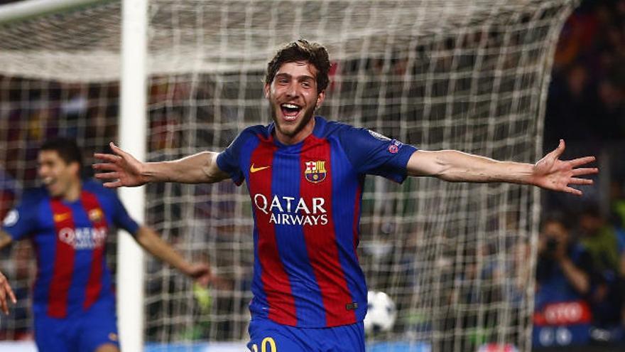 Sergi Roberto celebra el gol que valió para que el Barça eliminara al PSG.