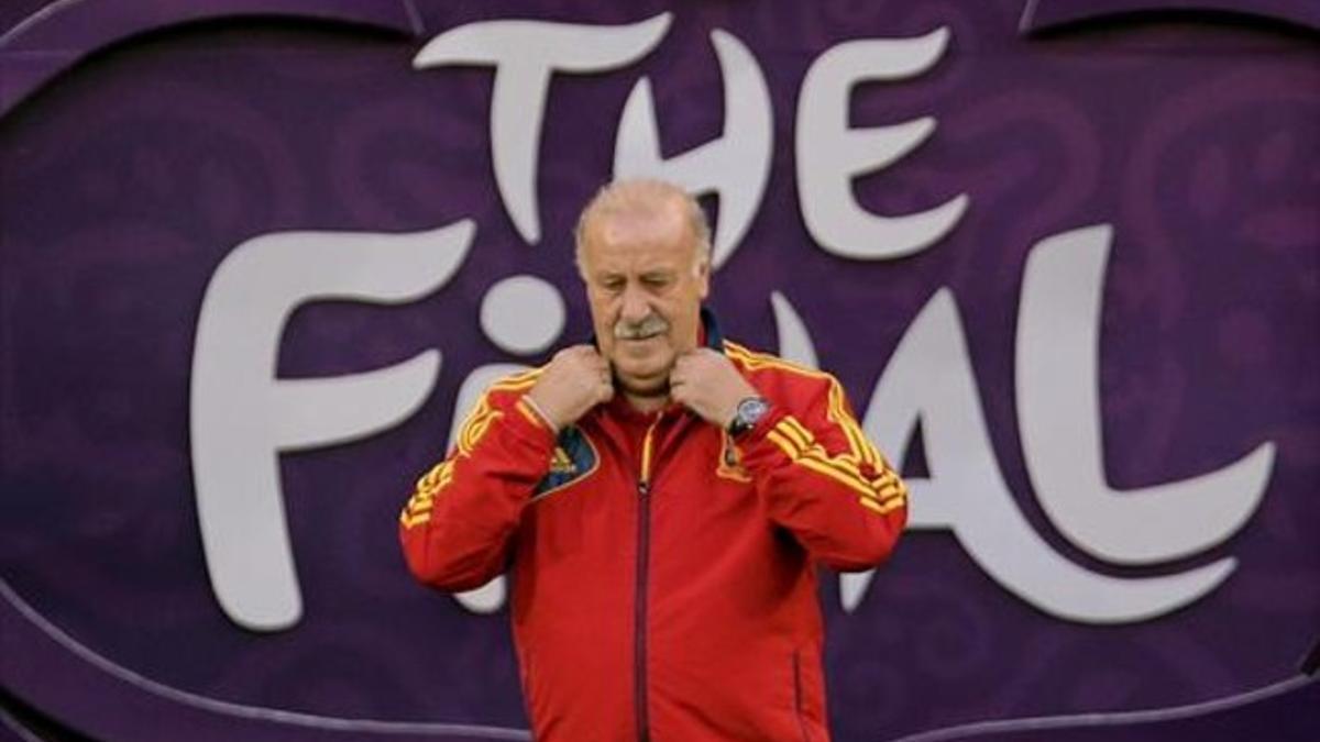 Del Bosque, después de un entrenamiento en la Eurocopa del 2012 en Kiev.