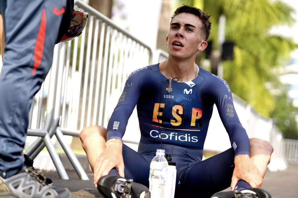 Benjamín Noval, exhausto tras la prueba de contrarreloj del Mundial
