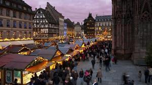 Uno de los mercados de Navidad de Estrasburgo.
