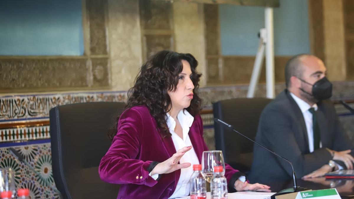 La consejera Rocío Ruiz, en la inauguración de la jornada informativa celebrada en el Rectorado.