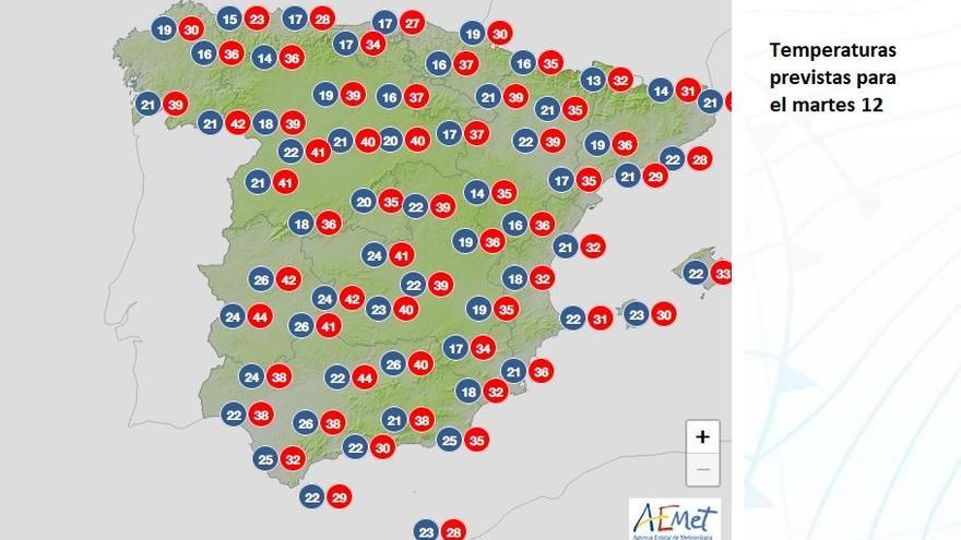 Previsión de AEMET para el martes 12