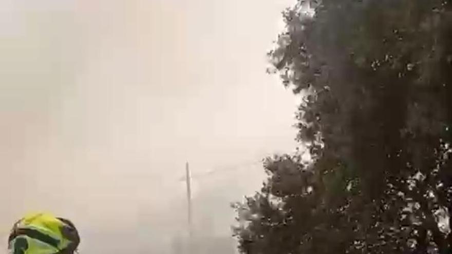 Bomberos de Zaragoza trabajando en la zona afectada por los incendios en Madrid
