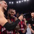 Los jugadores de Baskonia celebran la victoria