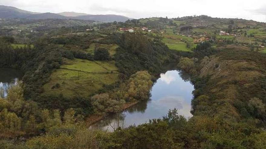 Los meandros del Nora, vistos desde Priañes.